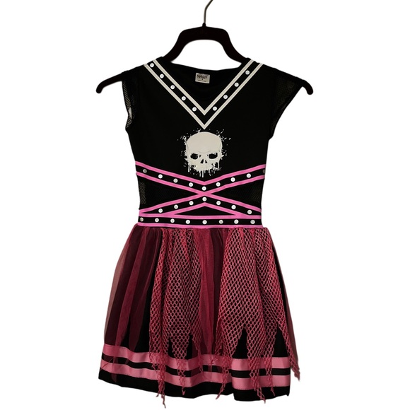 Spirit Halloween Punk Skull Costume Dress | Girls M | Black Pink Mesh - Picture 1 of 4